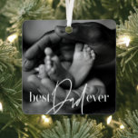 Ornement En Métal Meilleur Papa Jamais Moderne Classique Simple Phot<br><div class="desc">Ce design simple et moderne est composé d'une typographie serif et cursive et d'ajouter une photo personnalisée</div>