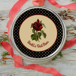 Ornement En Métal Meilleur Rose bourguignon maman du monde sur Arleq