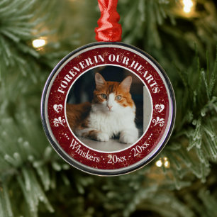 Ornement En Métal Mémorial de photo et de nom de chat pour toujours