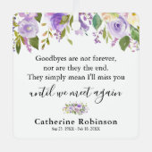 Ornement En Métal Mémorial floral violet Noël (Recto)