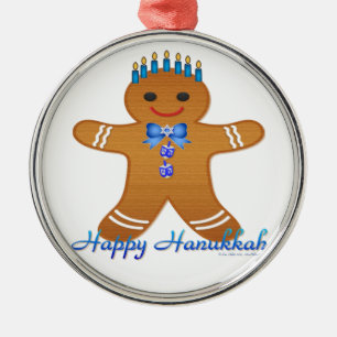 Ornement En Métal Menorah homme en pain d'épices Hanukkah joyeux