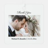 Ornement En Métal merci, script chic moderne photo mariage (Verso)