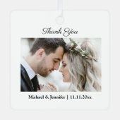 Ornement En Métal merci, script chic moderne photo mariage (Recto)