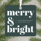Ornement En Métal Merry and Bright | Stylish Forest Green