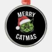 Ornement En Métal Merry Catmas Funny Amoureux de les chats Noël (Devant)