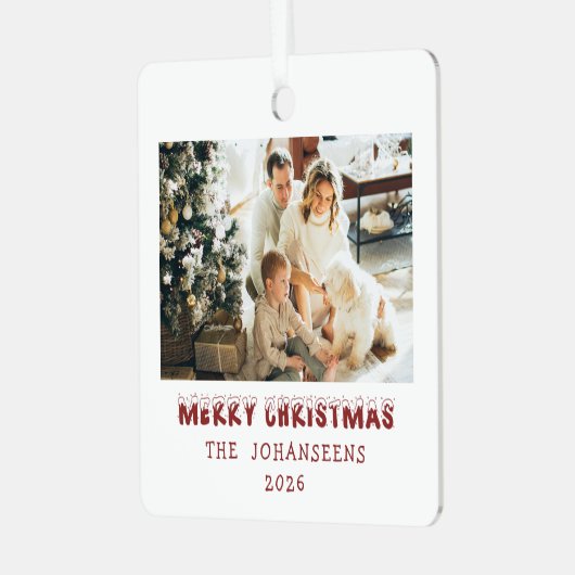 Ornement En Métal Merry Christmas Double Sided Photo Family Keepsake (Avant gauche)