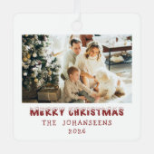 Ornement En Métal Merry Christmas Double Sided Photo Family Keepsake (Recto)
