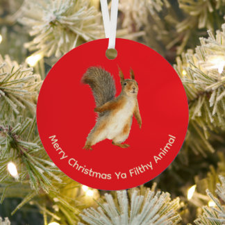 Ornement En Métal Merry Christmas Funny Filthy Animal Squirrel