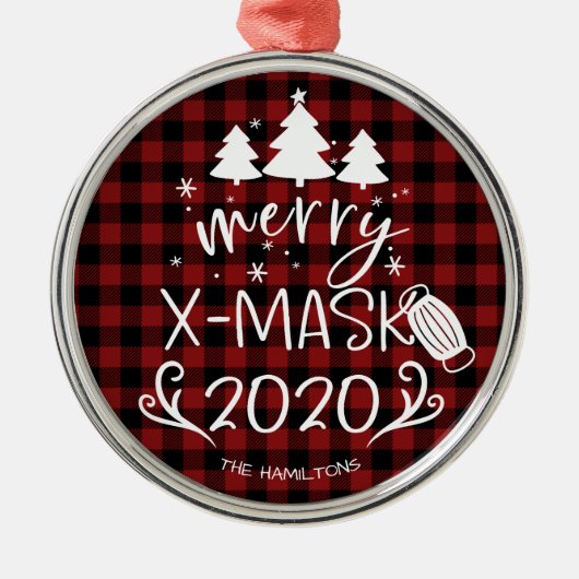 Ornement En Métal Merry ChristMask Funny 2020 Covid Pandemic (Devant)