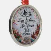 Ornement En Métal Merry Everything & Happy Always” Premium Round  (Droite)