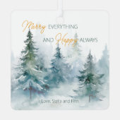Ornement En Métal Merry Everything Happy Always Winter Trees (Verso)