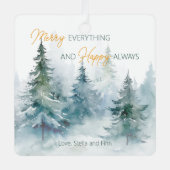 Ornement En Métal Merry Everything Happy Always Winter Trees (Recto)