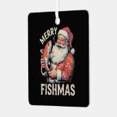 Ornement En Métal Merry Fishmas Funny Noël Père Noël Pêche (Avant gauche)