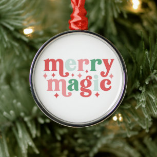 Ornement En Métal Merry Magic - Colorée Typographie de vacances