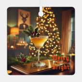 Ornement En Métal Mi-Siècle Noël Joyeux & Cocktail lumineux (Recto)