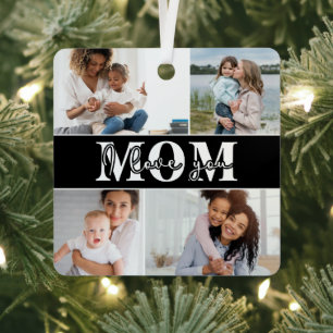 Ornement En Métal Mignonne JE T'AIME MOM Fête des Mères Photo
