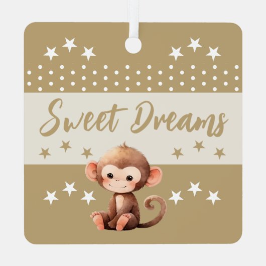 Ornement En Métal Mignonne singe shhh ajouter nom dormant brun (Verso)