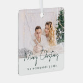 Ornement En Métal Mini photo Joyeux Noël Script vert (Avant droite)