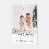 Ornement En Métal Mini photo Joyeux Noël Script vert (Avant gauche)