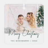 Ornement En Métal Mini photo Joyeux Noël Script vert (Verso)