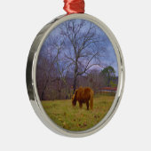 Ornement En Métal Miniature brun cheval bleu ciel (Droite)