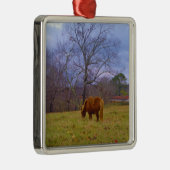 Ornement En Métal Miniature brun cheval bleu ciel (Droite)