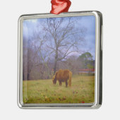 Ornement En Métal Miniature brun cheval bleu ciel (Gauche)