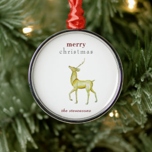 Ornement En Métal Minimaliste Joyeux Noël Renne en Or