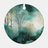 Ornement En Métal Mint Green Gold Trees Noël (Verso)