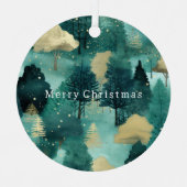 Ornement En Métal Mint Green Gold Trees Noël (Recto)
