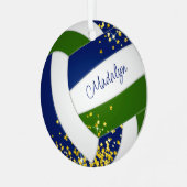 Ornement En Métal minuscule étoile or bleu vert volleball équipe cou (Avant gauche)