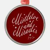 Ornement En Métal Mistletoe et Miracles Rouge et blanc Noël (Devant)