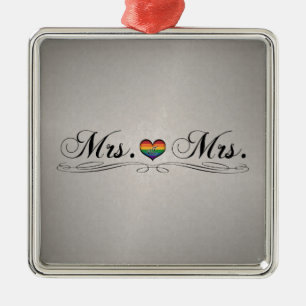 Ornement En Métal Mme et Mme Lesbian Pride Typographie Design