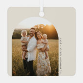 Ornement En Métal Modern Minimalist Gold and Red Script Christmas (Verso)