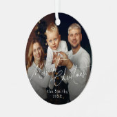 Ornement En Métal Modern script Merriest Christmas Holiday (Avant gauche)