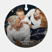 Ornement En Métal Modern script Merriest Christmas Holiday (Verso)