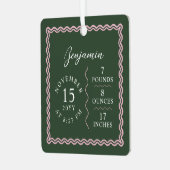 Ornement En Métal Modern Wavy Baby Name Script Birth Stats Photo (Avant gauche)