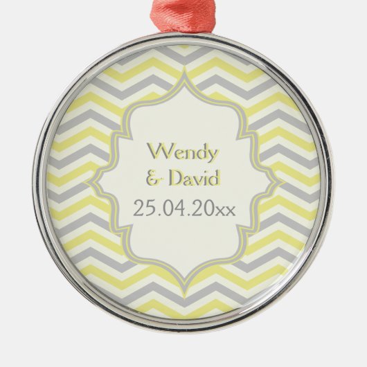 Ornement En Métal Modern yellow, grey, ivory chevron pattern custom (Devant)
