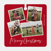Ornement En Métal Moderne 4 Photo Collage Joyeux Noël (Recto)