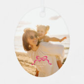 Ornement En Métal Moderne tendance Pink Retro Bows Photo Noël (Verso)