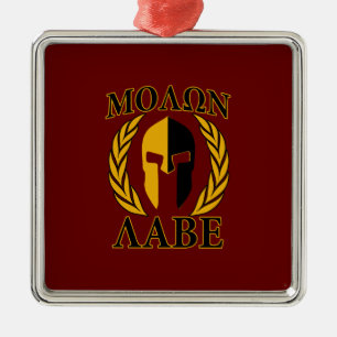 Ornement En Métal Molon Labe Spartan Mask Laurels Rouge Bourgogne