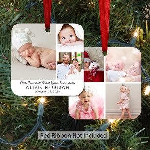 Ornement En Métal Moments de la première année de bébé Photo Noël