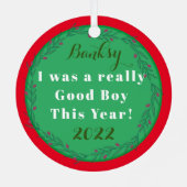 Ornement En Métal Mon bon chien photo Noël (Verso)