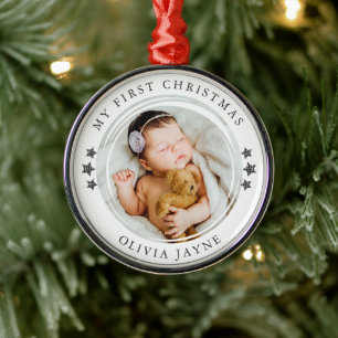 Ornement En Métal Mon premier garde photo pour bébé de Noël