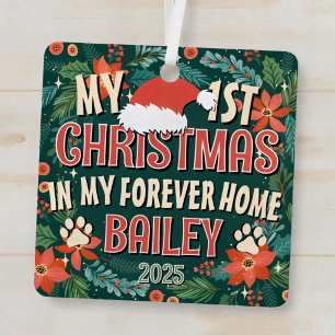 Ornement En Métal Mon premier Noël dans ma Forever Home Bold Wreath