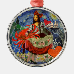 Ornement En Métal Mona Lisa Starry Night Collage : Fantaisie surréal