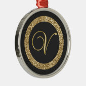 Ornement En Métal Monogram V, élégant script doré (Droite)