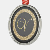 Ornement En Métal Monogram V, élégant script doré (Gauche)