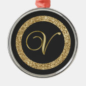 Ornement En Métal Monogram V, élégant script doré (Devant)
