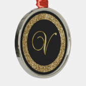 Ornement En Métal Monogram V, élégant script doré (Droite)